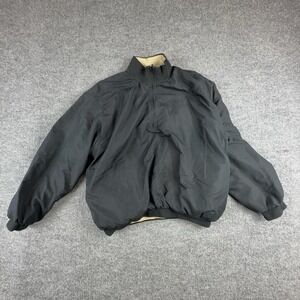 VTG Wedge Jacket Mens Large Black Tan Reversible Quarter Zip Golf Windbreaker